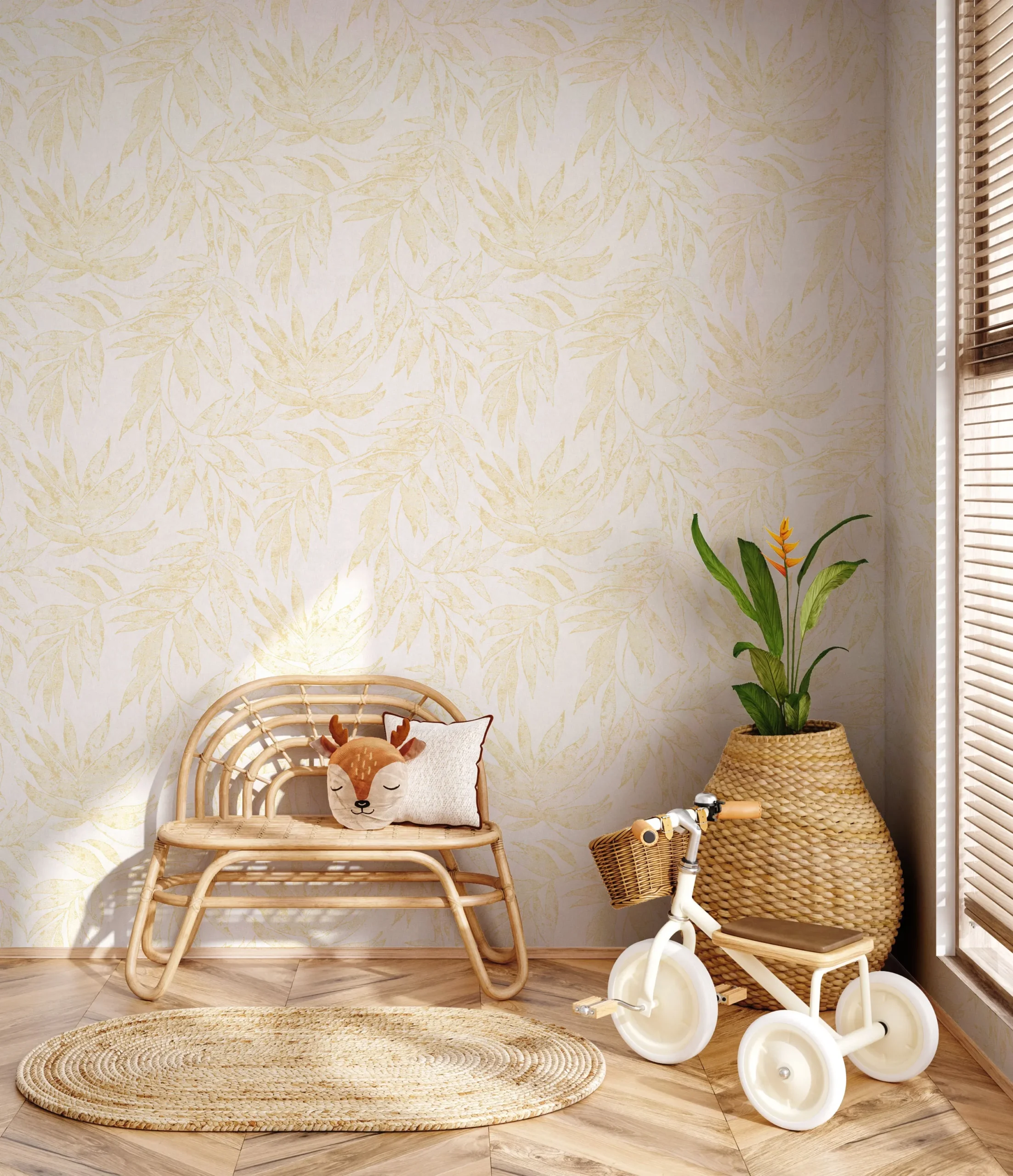 Gold Embossed Wallpaper – Natural Elegance (24208-3)